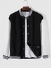 Striped Trim Two Tone Quilted Baseball Jacket S Multi b