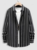 Stripes Button Up Casual Shirt Xxl Black