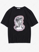 Stripes Character David Print Short Sleeve T-shirt S Black
