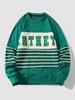Stripes Letter Graphic Crew Neck Sweatshirt Xs Light sea green