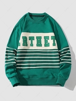 Stripes Letter Graphic Crew Neck Sweatshirt Xs Light sea green