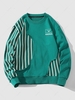 Stripes Panel Letter Graphic Crew Neck Sweatshirt S Light sea green