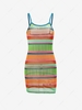 Stripes Patterned Sheer Mesh Cami Mini Dres L Multi a