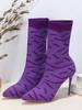 Stripes Stretch Knit Stiletto Heel Sock Boots