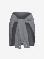 Stripes Tie Front Skirt Belt Black