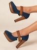 Suede Colorblock Platform High Heel Mary Janes Pumps