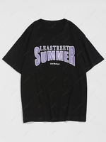 SUMMER Letter Graphic Print T-shirt 2xl Black