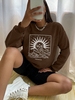 Sun And Moon Graphic Sweatshirt L Deep coffee