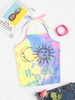 Sun And Moon Print Tie Dye Halter Tied Neck Top