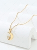 Sun and Moon Shape Pendant Copper Inlay Zircon Plated 18K Gold Necklace