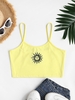 Sun Embroidered Crop Cami Top M Yellow