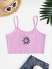 Sun Embroidered Crop Cami Top S Light purple