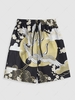 Sun Floral and Crane Print Drawstring Shorts M Vanilla