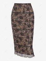 Sun Mesh Overlay Slinky Midi Skirt M Multi a