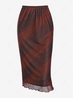 Sun Mesh Overlay Slinky Midi Skirt M Multi c