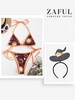 Sun Moon and Star String Bikini Swimwear With Halloween Costume Ghost Decor Headband Dark orange