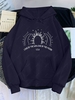 Sun Moon Letter Print Thermal Lined Hoodie Xl Deep blue