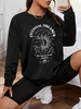 Sun Moon Star Eye Graphic Pullover Sweatshirt S Black