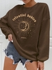 Sun Moon Star Graphic Pullover Sweatshirt Xxl Deep coffee