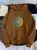 Sun Moon Star Print Drop Shoulder Thermal Lined Hoodie S Deep coffee