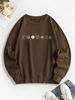Sun Moon Star Print Pullover Sweatshirt Xxl Deep coffee