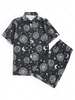Sun Moon Star Print Shirt and Shorts Set Xl Black