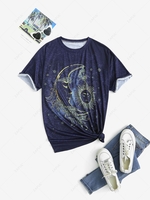 Sun Moon Star Printed Drop Shoulder T Shirt L