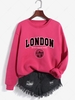 Sun Rise London Print Drop Shoulder Thermal Lined Sweatshirt L Light pink
