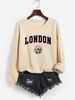 Sun Rise London Print Drop Shoulder Thermal Lined Sweatshirt Xl Light coffee