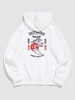 Sun Tree Letters Print Graphic Fleece Streetwear Hoodie 2xl White