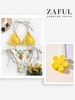 Sunflower Braided Lettuce Scrunch Butt Bikini Set With Flower Design Hair Claw Yellow