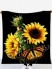 Sunflower Butterfly Pattern Plush Blanket