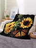 Sunflower Butterfly Pattern Plush Blanket