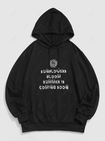 Sunflower Face Letters Graphic Hoodie S Black