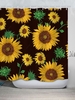 Sunflower Pattern Waterproof Shower Curtain