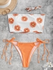 Sunflower Ribbed Bandeau Bikini Top and Side Tie Bikini Bottom Orange