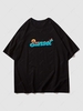 Sunset Landscape Fire Graphic T-shirt S Black