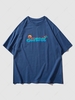 Sunset Landscape Fire Graphic T-shirt S Denim dark blue