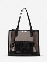 SUPPORT Letter Pattern PVC Large-capacity Shoulder Bag