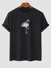 SURPRISING Flamingo Graphic Short Sleeves Tee Xl Black