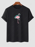 SURPRISING Flamingo Graphic Short Sleeves Tee Xl Black