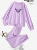 Sweat Butterfly Print Co-ord Pants Set S Light purple