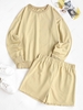 Sweat Crewneck Two Piece Shorts Set L Light yellow