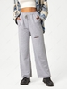 Sweat Drawstring Ripped Wide Leg Pants Light gray