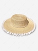 Sweet Faux Pearl Lace Design Wide Brim Flat Top Hat