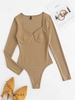 Sweetheart Neck Ribbed Bustier Bodysuit M Coffee