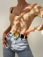 Sweetheart Ribbed Bustier Slim Tee M Light coffee