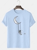Swing and Astronaut Printed Crew Neck T-shirt 2xl Light blue