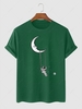 Swing and Astronaut Printed Crew Neck T-shirt Xl Green