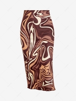Swirl Marble Print Slinky Skirt S Multi a